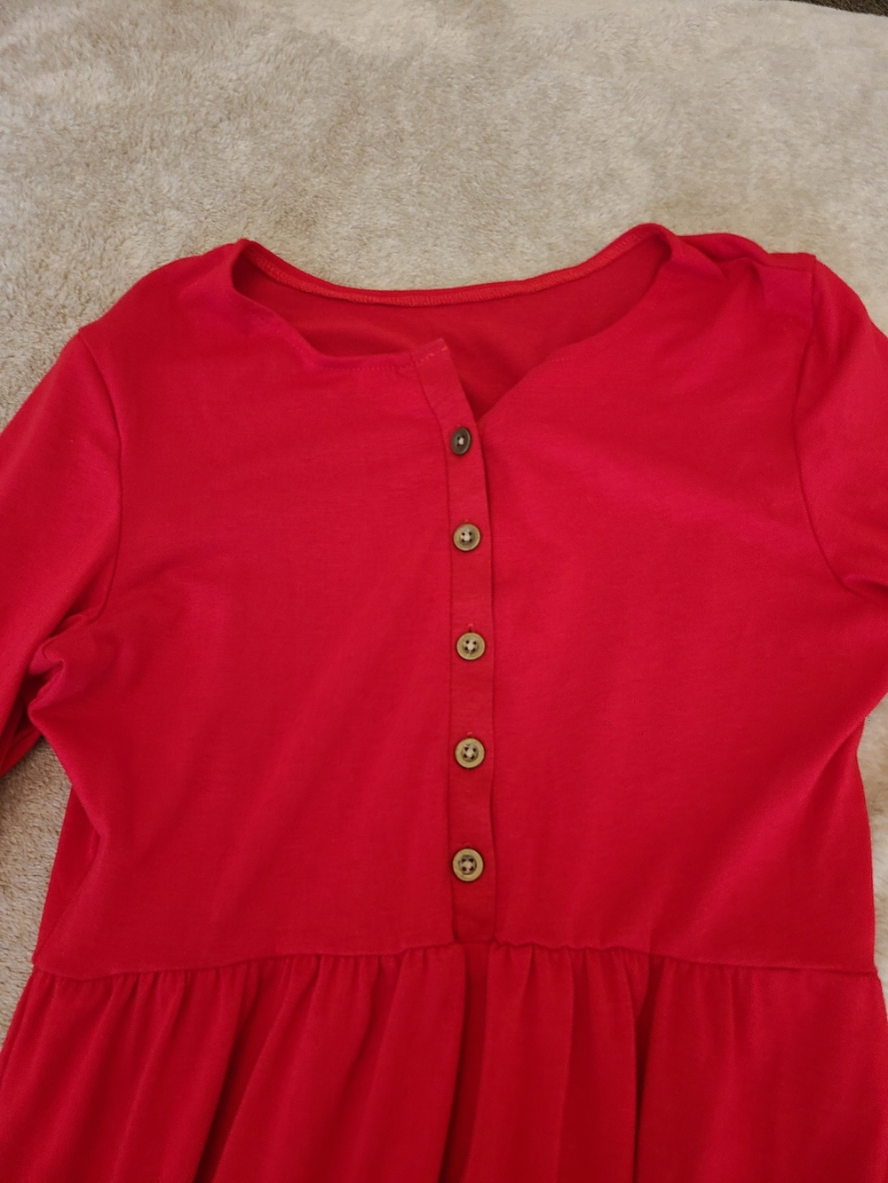 Long Red Button-Front Maxi Dress - Picture 2 of 2